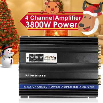 3800W RMS 4 Channel 12V Amplifier Audio bluetooth Car Audio Stereo Amplifier Amp Speaker Metal Car Amplifier Car Subwoofer