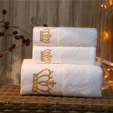 Embroidered Crown White bath towel 5stars Hotel Towels 100% Cotton Towel Set Washcloths towels bathroom large Face Towel Bath