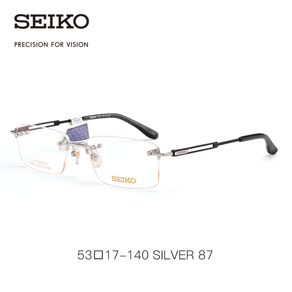 SEIKO Rimless Eye Glass Frame Men Myopia Square Nearsighted Glasses Prescription Titanium Optical Spectacles Frames Man HC1019