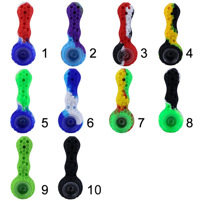 Silicone Smoking Pipe Travel Tobacco Pipes Spoon Cigarette Tubes Herb Accessories Plastic Tobacco Grinder Assorted Random Color