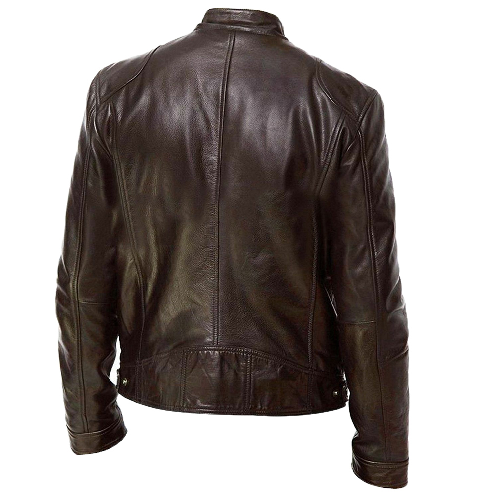 Men Jacket Autumn Winter Stand Collar Zipper leather jacket men Motorcycle Jacket Short Coat Windproof mens leather jacket