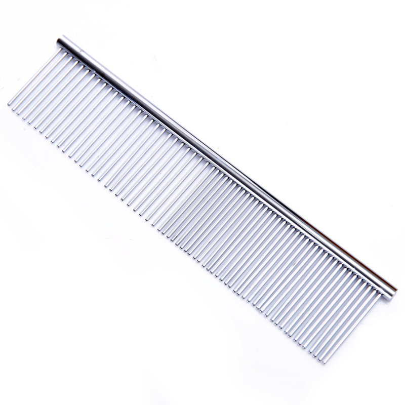 1 Pcs Stainless Steel Dog Comb Silver Long Thick Pets Dog Cat Grooming Combs For Shaggy Dogs Barber