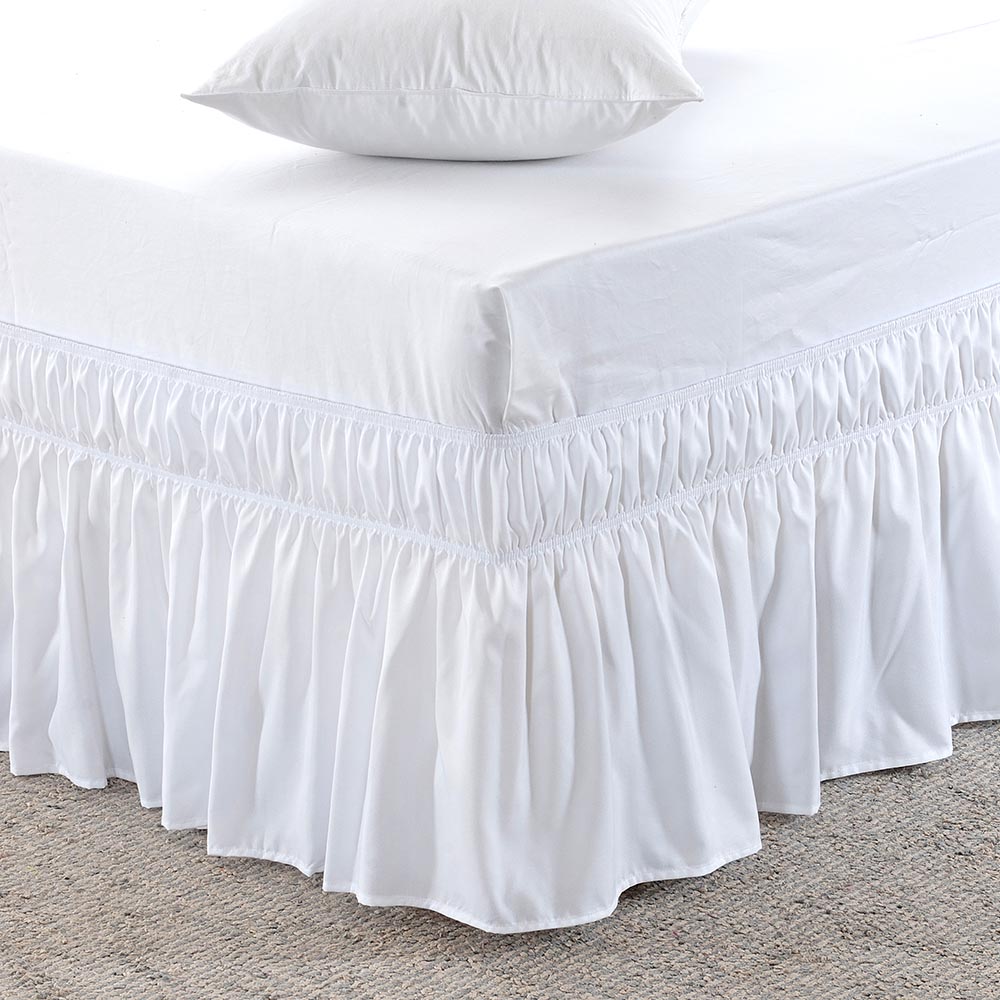 Wrap Around Bed Skirt Elastic Bed Ruffles Easy Fit Easy Off Fade Resistant Solid Color Bed Skirts Hotel Quality Fabric Spread