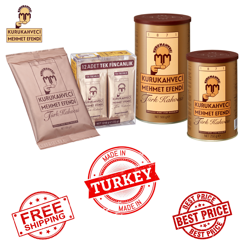 Turkish Coffee Kurukahveci Mehmet Efendi 6g 100g 250g 500g English Ground Coffee - Made in Turkey - Fast & Free Shipping