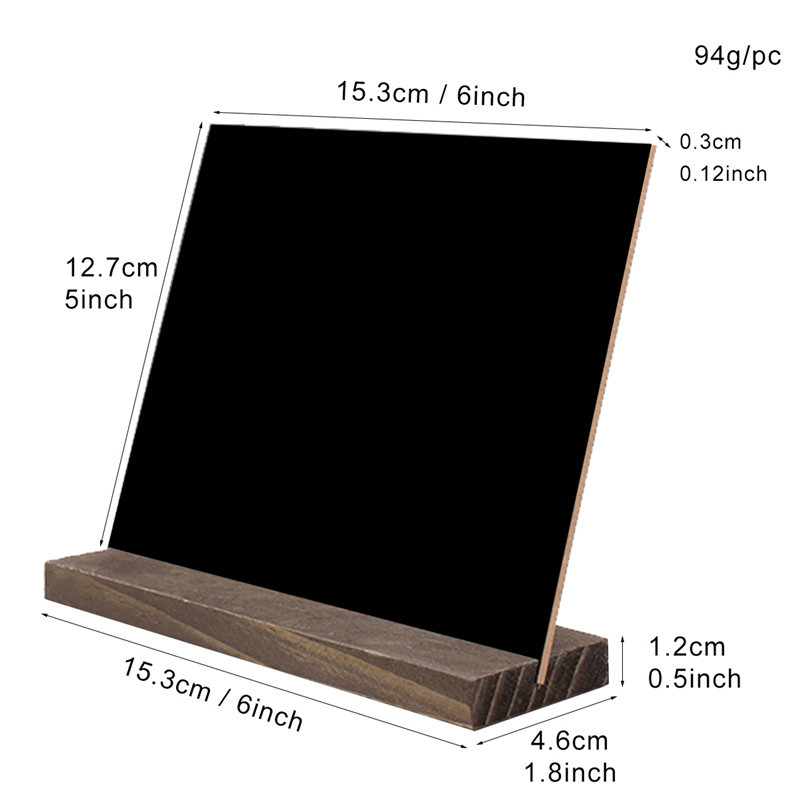 15.3x12.7x4.6cm Mini Tabletop Chalkboard Signs with Rustic Style Wood Base Stands, Set of 4,Include 3x chalks