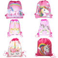 1pcs Cartoon Unicorn drawstring bag kids school Backpack Travel Storage Package Children birthday party gift unicorn party