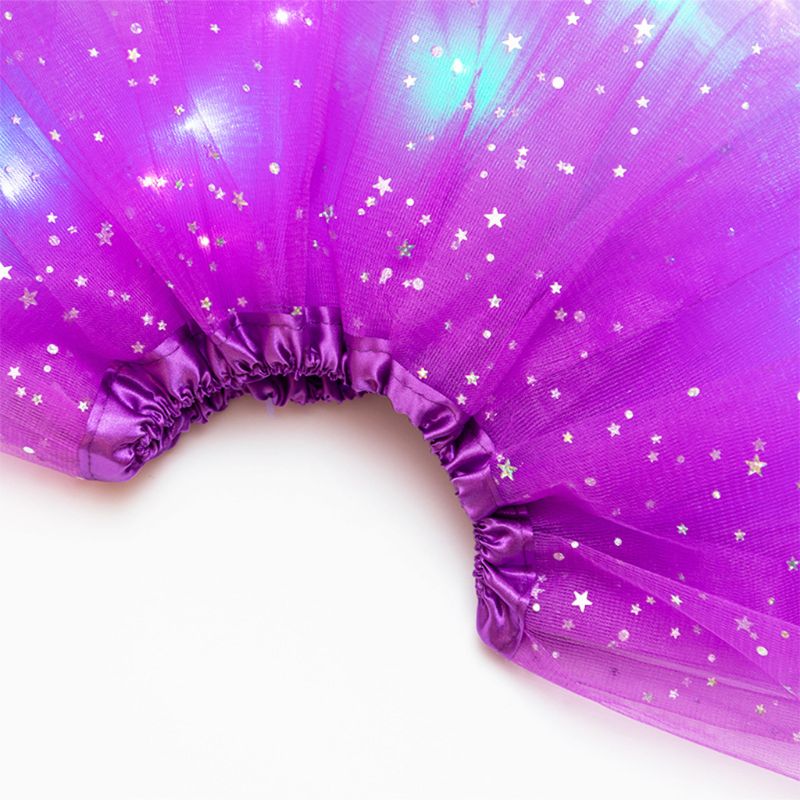 Girls LED Glitter Star Sequins Ballet Dance Tulle Tutu Skirt Flashing Light Up Stage Dance Wear Skirts for Adults Kids