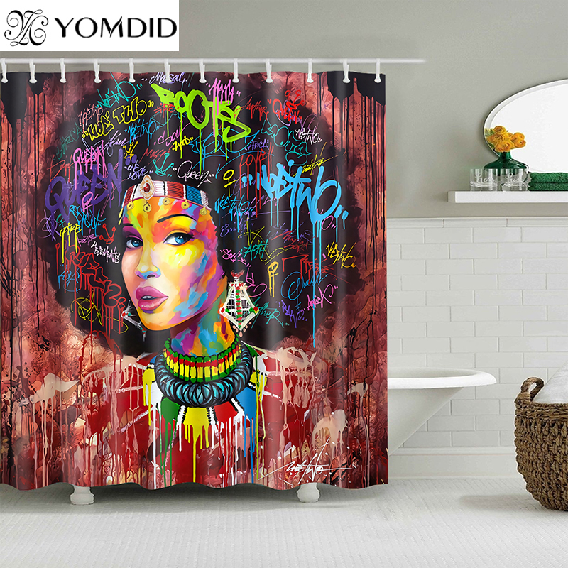 India Series Shower Curtain Waterproof Curtains Portrait Pattern Printing Shower Curtain With 12 Hooks Home Bedroom Decorations