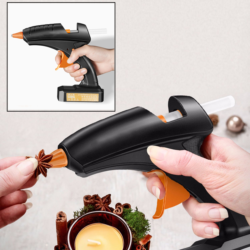 12V Wireless Hot Melt Glue Gun 80W 2000mAh Lithium Battery Cordless Gun with 11mm Glue Sticks Home Craft Repair Tool