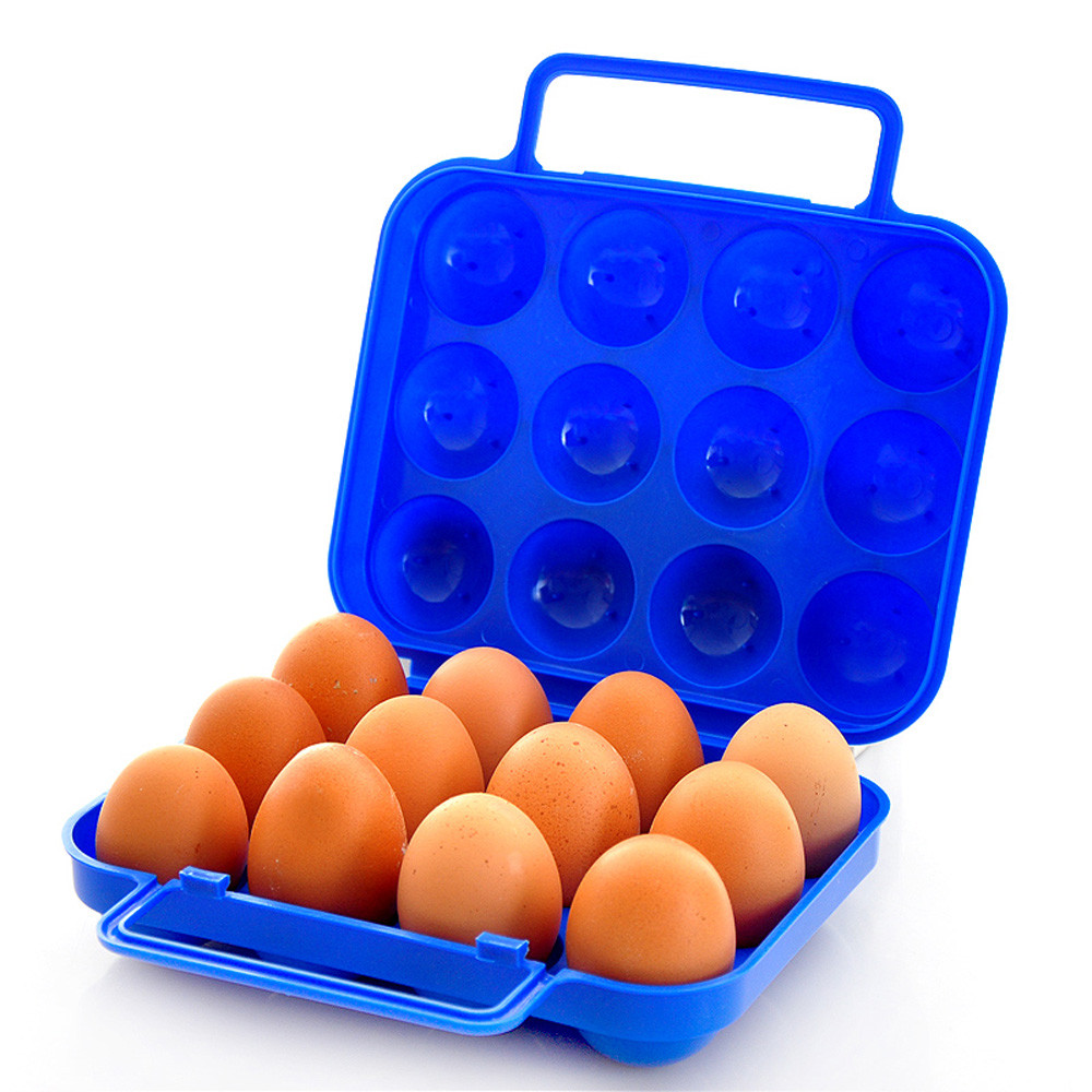 Portable 12 Eggs Plastic Container Holder Folding Egg Storage Box Handle Case Drop Shipping Home Tool Storage Box