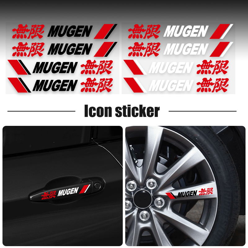 4PCS Car Door Handle Stickers Decoration Decals Car Styling Accessories For Honda Mugen Power Civic Accord CRV Hrv Fit Jazz