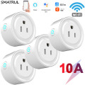 SMATRUL Tuya WiFi Smart Plug US Adaptor Wireless Remote Voice Control Power Monitor Outlet Timer Socket for Alexa Google Home