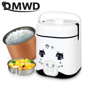 DMWD rice cooker 1.2L mini electric food cooking machine Steamed eggs steamer 110V 220V soup stew pot lunch box non-stick liner