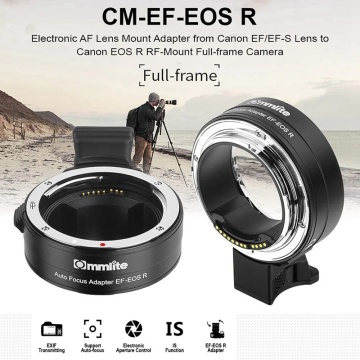 HOT-Commlite CM-EF-EOS R Lens Mount Adapter Electronic Auto Focus Mount Adapter with IS Function Aperture Control for Canon EF/E