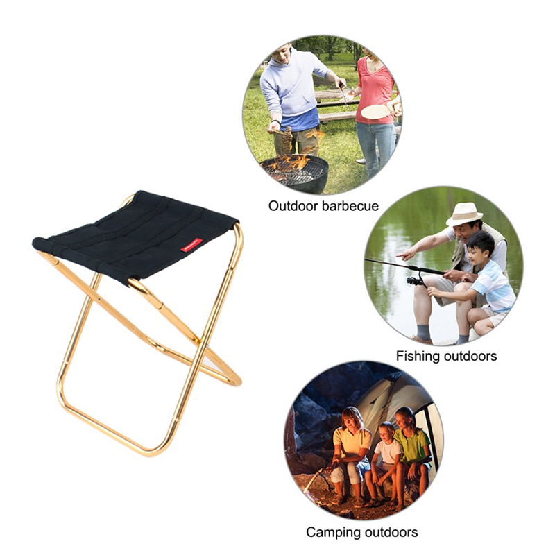 Portable Folding Camping Chair Foldable Stool Black Small Aluminum Oxford Seat Outdoor for Fishing hiking Travel Garden BBQ