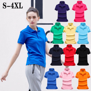 2020 Summer new style womens short sleeve cotton lapel polos shirts women's fashion polo shirts solid color slim womens tops
