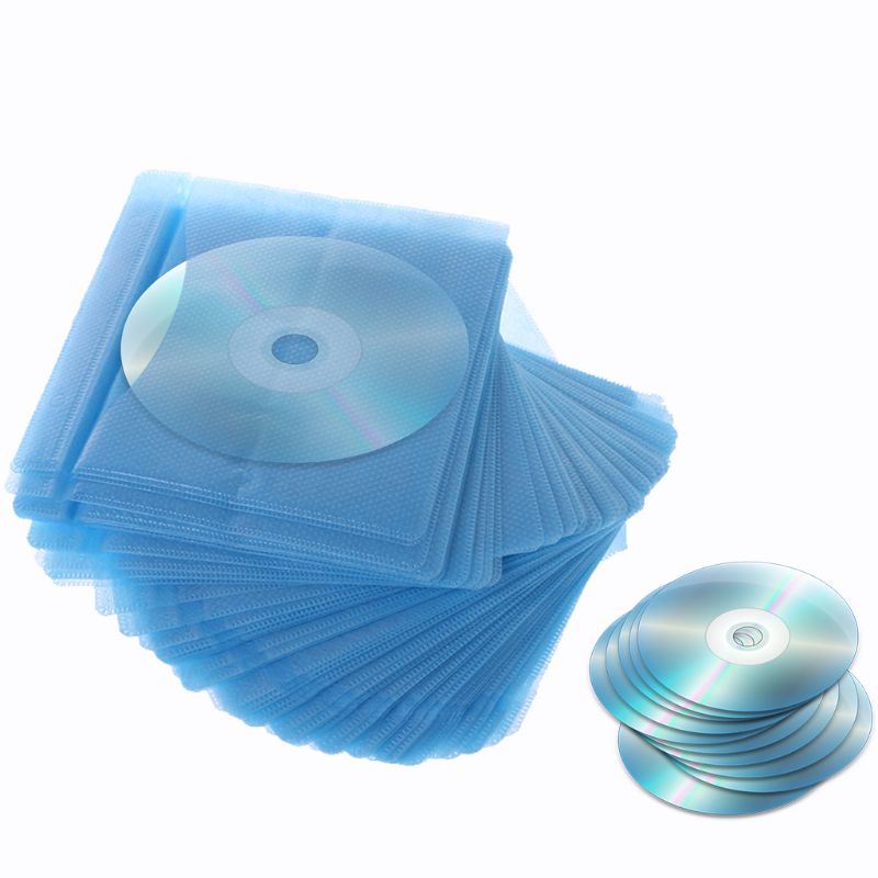 100Pcs CD DVD Double Sided Cover Storage Case PP Bag Sleeve Envelope Holder