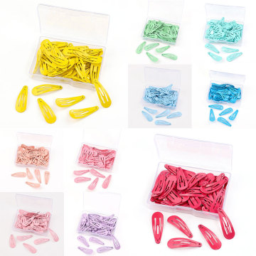 3CM 50Pcs/Box Snap Hair Clips For Baby Girls Solid Color Baby Kids Hairpins Metal Hairgrips Children Hair Barrettes Accessories