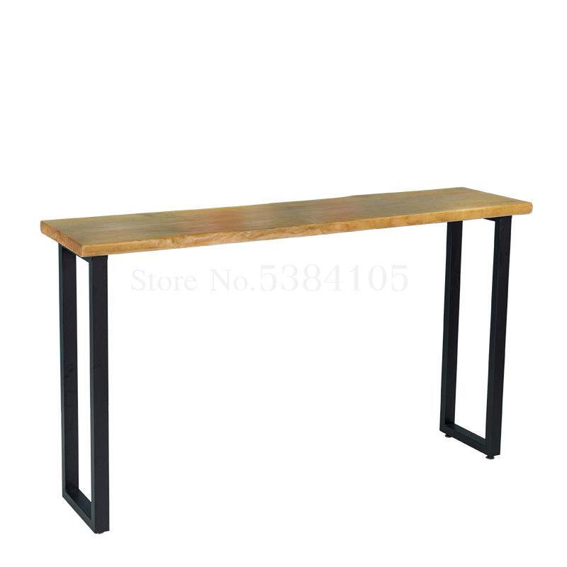 Solid Wood Bar Table And Chair Combination Bar Commercial Log Balcony Bar Table Against Wall Narrow Table Long High Foot Table