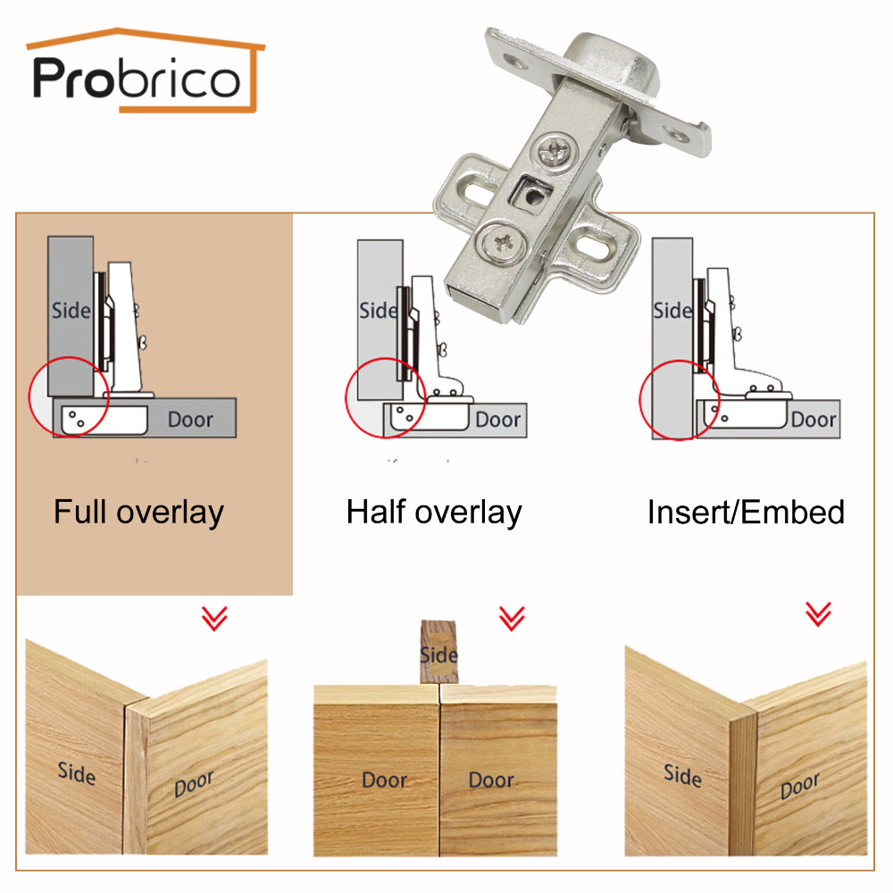Probrico Cabinet Hinge Soft Close Kitchen Full Overlay Concealed Hydraulic 110 Degree Furniture Cupboard Door Hinge