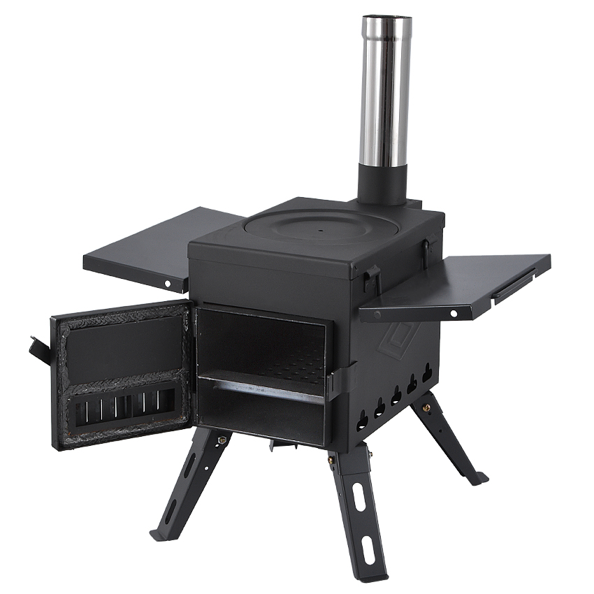 Outdoor Firewood Stove Portable Picnic Equipment Multi-functional Carbon Steel Camping BBQ Folding Foldable Cooking Stove S Size