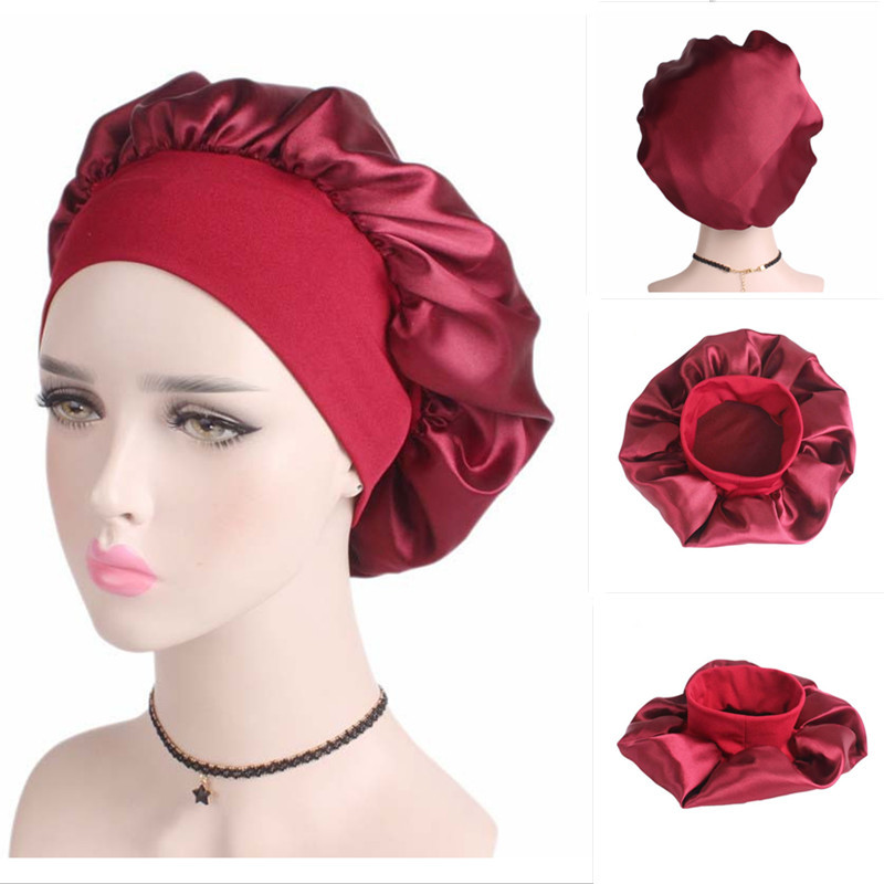 Women Night Sleep Hat Adjust Styling Cap Long Hair Care Silk Head Wrap Shower Cap Hair Styling Tools