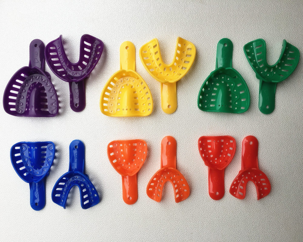 12pcs Dental Materials Plastic Impression Trays for Adult and Children Multi color