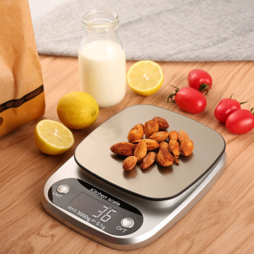 10kg Digital Kitchen Scale 3kg/0.1g Food Scale Multifunction Weight Electronic Baking & Cooking Scale Stainless Steel Platform