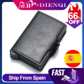 DIENQI Top Quality Wallet Men Money Bag Mini Purse Male Aluminium Rfid Card Holder Wallet Small Smart Wallet Thin Vallet Walet