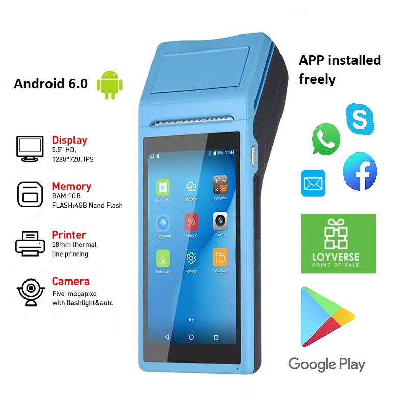 Handheld android pos PDA with Thermal Printer Built-in and 1D Barcode CCD Scanner And NFC Option