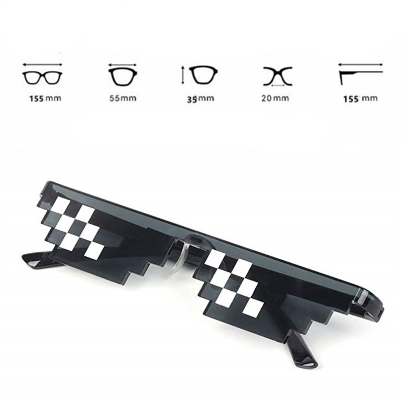 10pcs 8 Bit Thug Life Sunglasses Pixelated Men Women Brand Party Eyeglasses Mosaic UV400 Vintage Eyewear Unisex Gift Toy Glasses