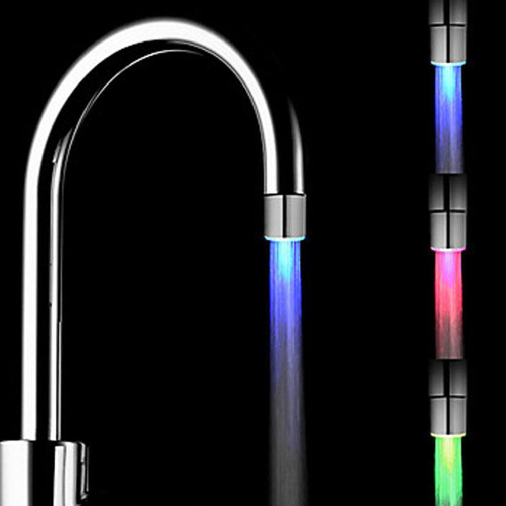 LED Light Water Faucet Tap Glow Shower Kitchen Bathroom Popular New