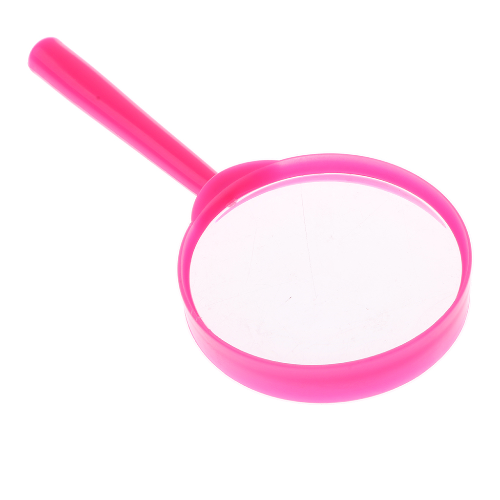 Kids Children Plastic Handheld Magnifier Magnifying Glass Diameter 60mm Magnifying 3X Science Exploration Toy - Pink