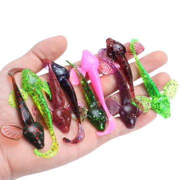 6pcs 8cm/4.3g Saltwater/Freshwater Fishing Soft Tail Worm Lure Fishy Smell Artificial Giant Salamander Bait 10 Colors For Option