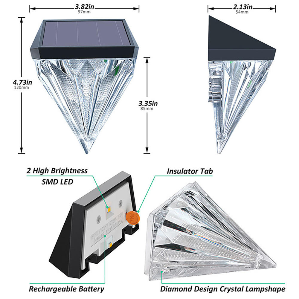 Waterproof diamond-shaped solar wall light