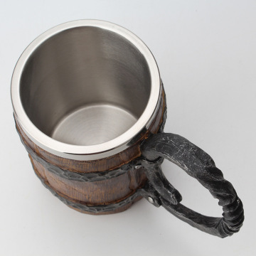 Beer Mug Skull Mug Wooden Barrel Retro Mug Stainless Steel Resin Cups Coffee Mug Drinkware Tankard