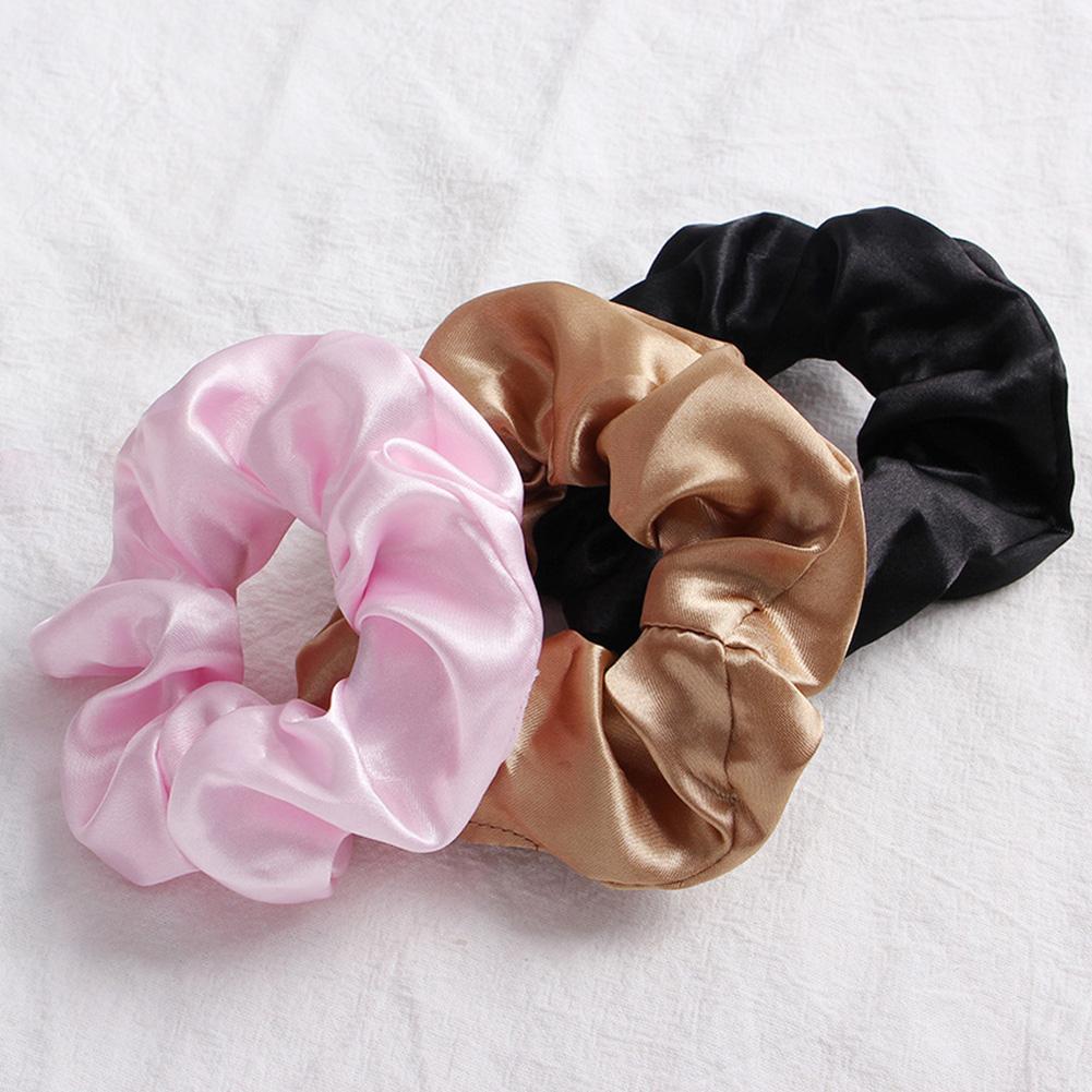 1PC Satin Silk Solid Color Scrunchies Elastic Hair Bands 2019 New Women Girls Hair Accessories Ponytail Holder Hair Ties Rope