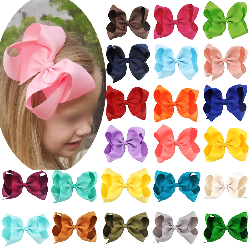 1pc 6 Inch Girls Hair Accessories Bowknot Grosgrain Ribbon children princess hairpins kids hairwear cute hair bows clips