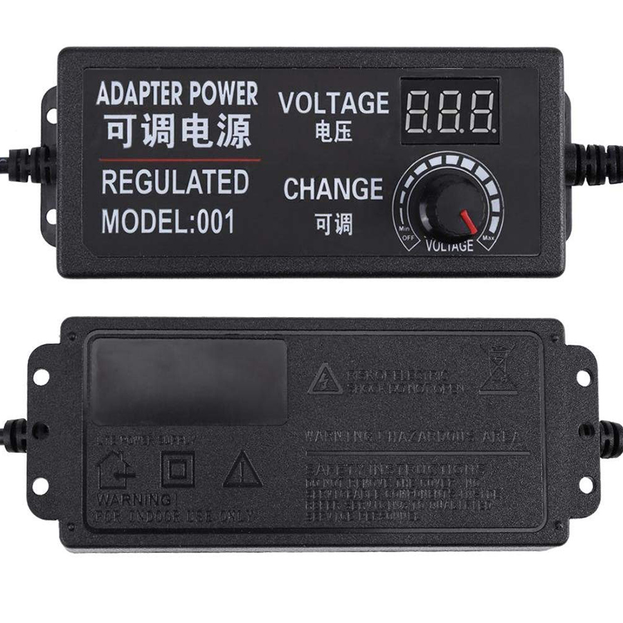 AC/DC 9V-24V 3A Adjustable Power Adapter US/EU/UK/AU Display Screen Speed Control Volt Regulated Power Supply Universal Charger