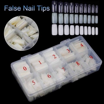 500Pcs/Box Nail Capsule Tips Artificial Full Cover Acrylic False Fingernails Clear/Natural/White French Gel Manicure DIY Tools