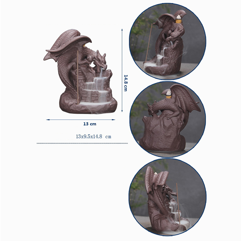 Backflow Incense Burner Dragon Pterosa Censer Holder Ceramic Stick Gifts Cone Censer Home Officer Decoration Crafts Dropshipping