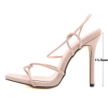 Kcenid Square toe high heels sandals women narrow band ankle strap summer sandals shoes women 2021 female sexy party dress shoes