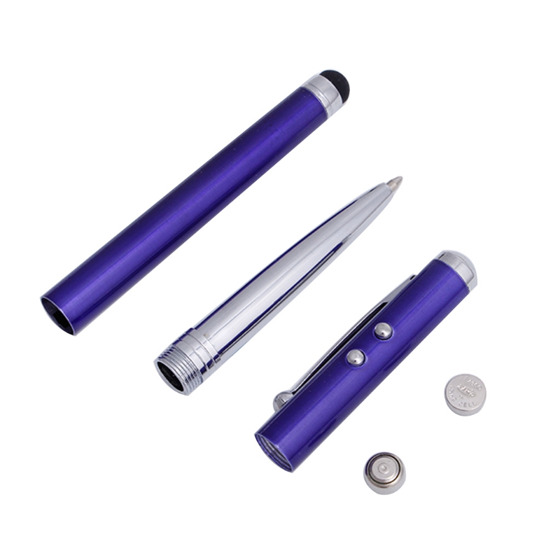 4 in 1 Capacitive Stylus Ballpoint Pen Laser Pointer LED Light For iPhone iPad