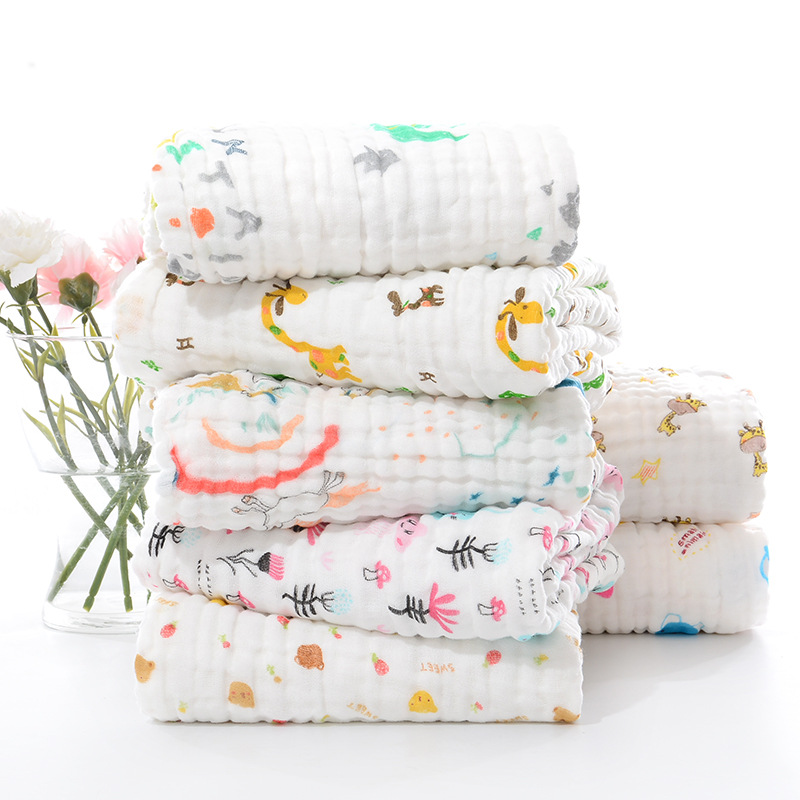 Herbabe Baby Bath Towel Cotton Muslin Blanket 6 Layers Newborn Infant Wipes Wash Cloths Childred Kids Face Hair Towels 110x110cm