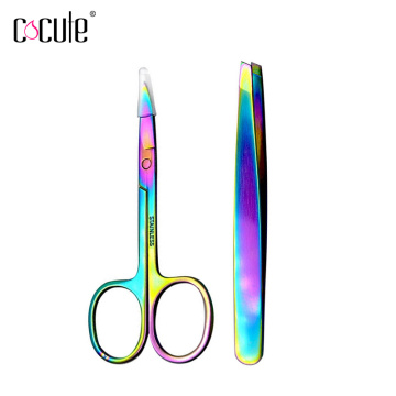 Color Titanium Eyebrow Trimmer Eyelash Thinning Shears Shaping Eyebrow Eyelash Hair Clips Scissors Grooming Makeup Cosmetic Tool