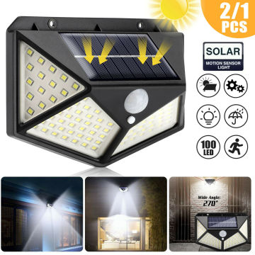 SHOPLED 100 Led Solar Light Waterproof LED Bulb Outdoor Solar Lamp PIR Motion Sensor Solar Wall Lamp Garden Decoration Lighting