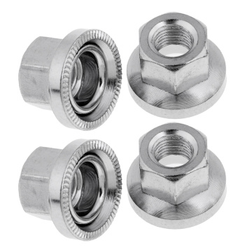 Pack 4 Stainless Steel Universal Bike Bicycle Rear Wheel Hub Axle Nut Large Flange - 9mm