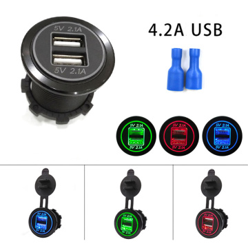 2018 Car Dual USB Charger Cover for Motorcycle Auto Truck ATV Boat 12V-24V LED Dual USB Socket Mount Charger Power Adapter