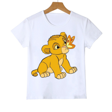 Children clothing Cute Cartoon Lion King Print T-shirt Girls/Boys Funny Animal Baby Clothes Kids Summer tops Tshirt boys