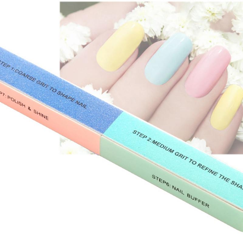 1pc Sandpaper Nail File Lime Double Side Sanding Buffer Block Set Grey Nail Files For UV Gel Polish Manicure Tool Random Color